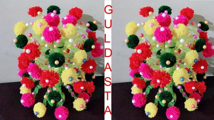 How to make Flower Vase with Wool (Best Idea 2018).Guldasta with plastic bottle.Creative Art