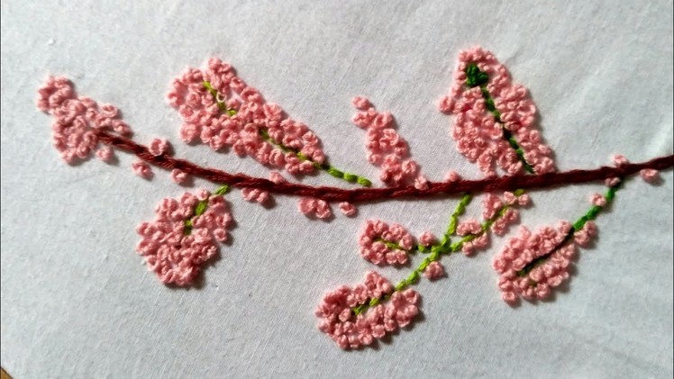 How to make hand embroidery: french knot tree design