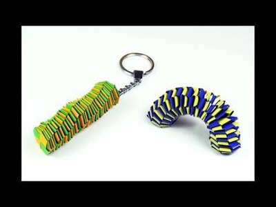 How To Make Paper Slinky Keychain ( custom design )