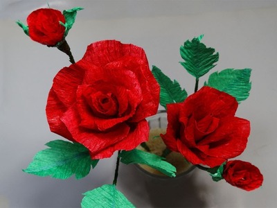 How to Make Rose Crepe Paper | Crepe paper flower making