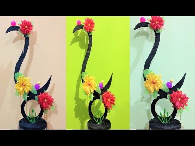 How to make s shaped showpiece with cardboard | fabric carry bags | ear buds | balls | beads