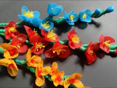 How to make Stick Flower Using Old Shopping Bag