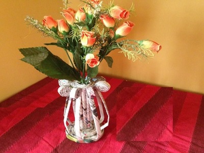 Newspaper flower vase craft ideas at home | diy newspaper crafts | making ideas | best out of waste