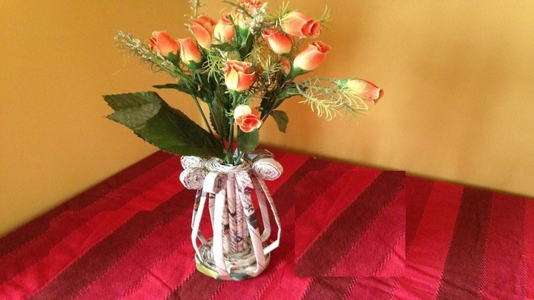 Newspaper flower vase craft ideas at home | diy newspaper crafts | making ideas | best out of waste
