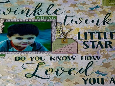 Scrapbook mixed media tutorial #62 "twinkles twinkle little star"