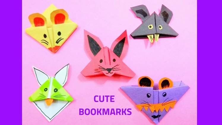 DIY 5 MUST TRY ANIMALS Bookmark Corner CRAFTS ||Easy Paper Monster  Bookmarks|Origami Bookmarks|