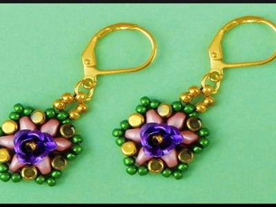 DIY | Beaded Flower Earrings with Minos Beads | Beadwork Jewelry | Blumen Perlen Ohrringe