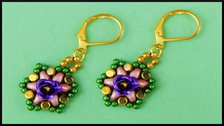DIY | Beaded Flower Earrings with Minos Beads | Beadwork Jewelry | Blumen Perlen Ohrringe