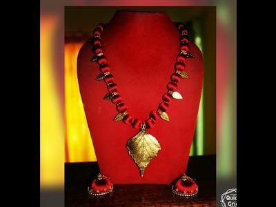 DIY Beautiful silk thread jewelry (Leaf Necklace,jhumka) making in detail. . 