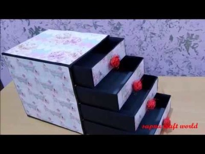 DIY cereal box drawer and organizer tutorial | BEST OUT OF WASTE CRAFT IDEAS| SAPNA CRAFT WORLD |