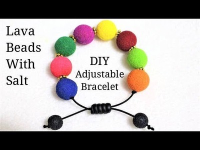 DIY How To Make Lava Beads With Salt | Easy-To-Make Adjustable Bracelet Using Polymer Clay Bead