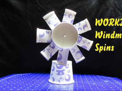 DIY How To Make Paper Cup Windmill that Spins   Easy Science Project For Kids