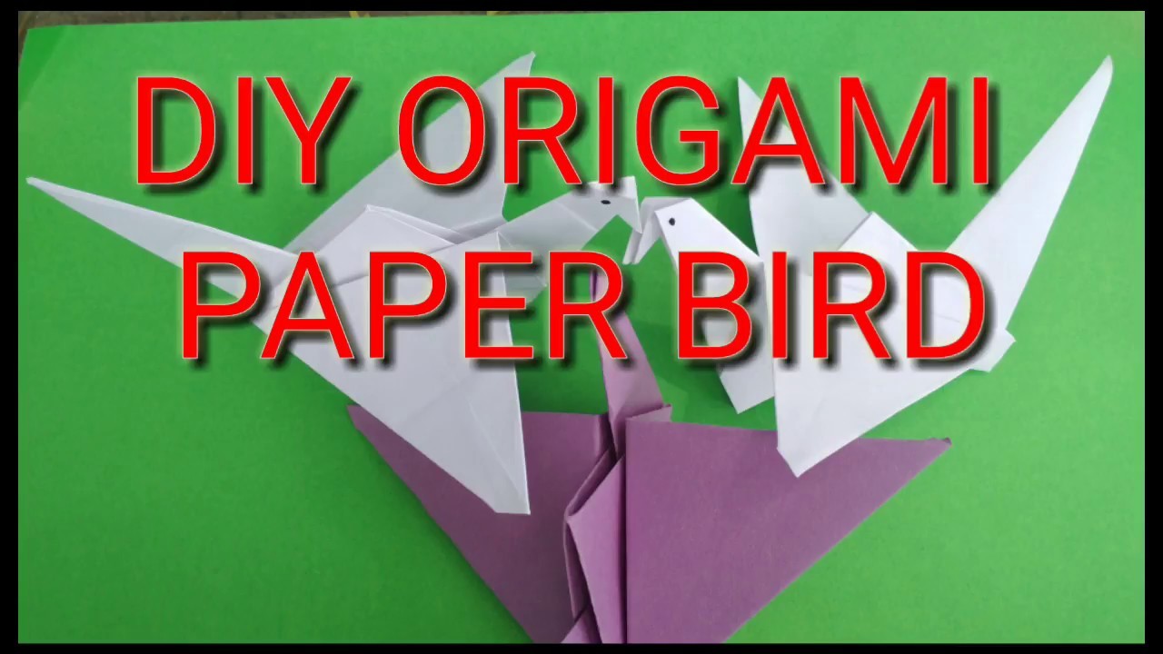 DIY - Origami Paper Bird with flapping wings. No cutting, No glue, easy paper craft.