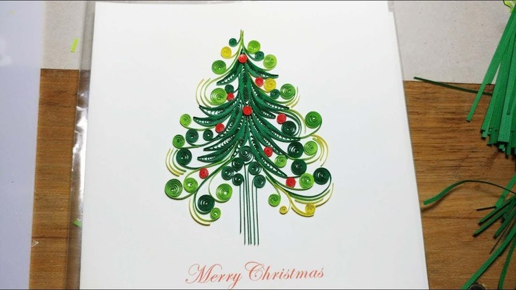 DIY Pine  Merry Christmas Card - Handmade Quilling Card - Paper Quilling Flower Art