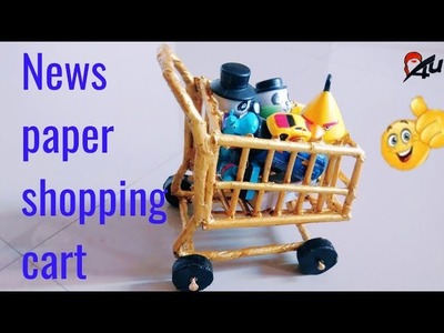 DIY Realistic Miniature shopping Cart using waste news paper.craftzone4u:-44