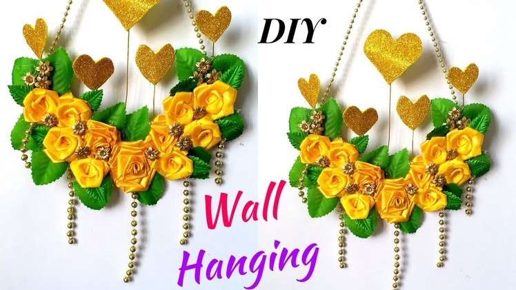 DIY: Satin Ribbon Rose Wall Hanging Design!! How to Make Wall Hanging Craft at Home !