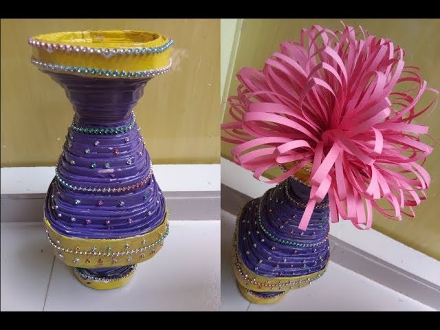 Flower pot Diy Paper | Creft Vase by Newspaper | Paper Flowers Pro Diy