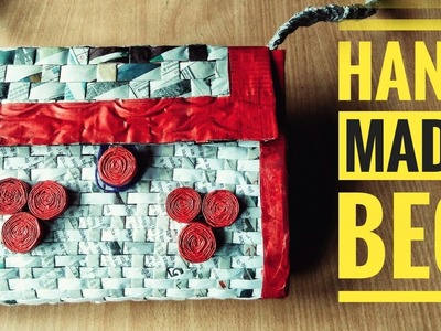 Hand made paper beg. unique  n stylish(DIY news paper)