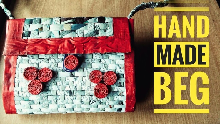 Hand made paper beg. unique  n stylish(DIY news paper)