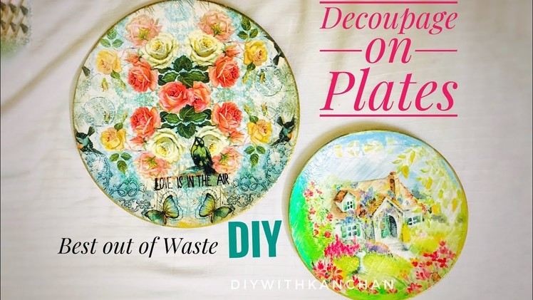 How to decoupage plates | Melamine plate DIY |  reuse old plates | Decoupage on melamine | decpupahe