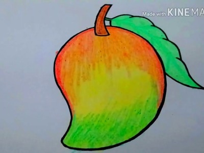 How to draw colorful mango step by step for kids||Easy mango drawing||Easy mango drawing for kids