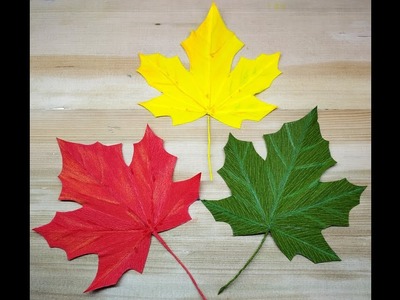 How to make Crepe paper Autumn Maple Leaf (flower # 283)