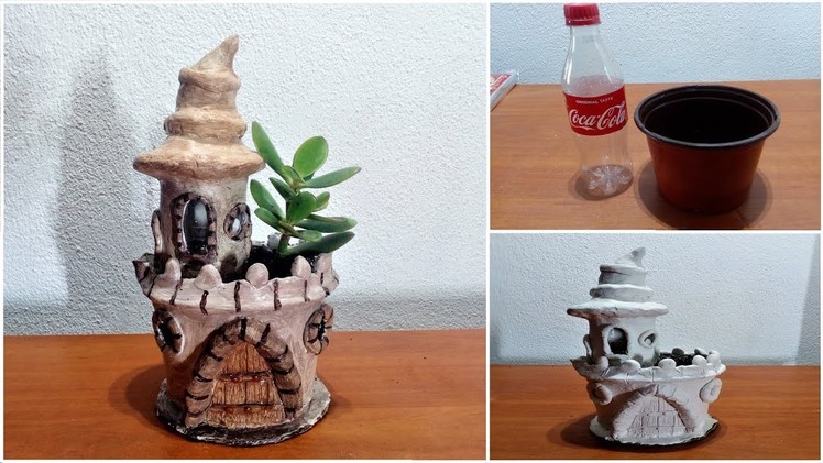 How to make Fairy castle out of flower pot for Jade plant