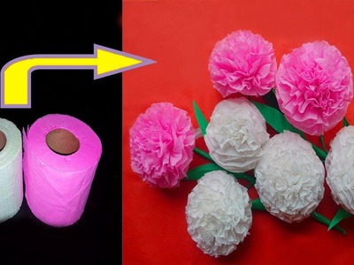 How To Make Tissue Paper Flower | Toilet Paper From to a Beautiful White Flower-FlowerUPC |