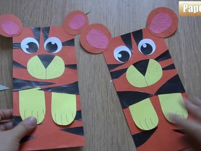 Paper Bag Tiger Puppet ||  How To Make A Paper  Tiger || Art Cutting Paper Tiger