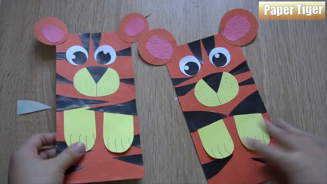 Paper Bag Tiger Puppet || How To Make A Paper Tiger || Art Cutting ...