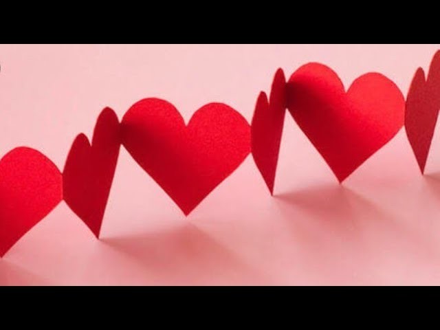 Paper heart design l how to make heart chain l room decor ideas l easy heart chain by crafts craze