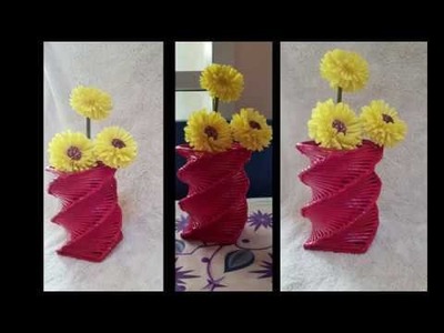 Rolled Paper Flower Vase. Pen holder DIY (Malayalam)