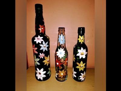 DIY easy Bottle painting.decor by Asha Neog | ANG Creations