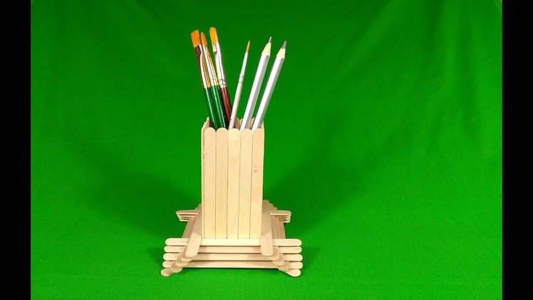 DIY - How to make Pen Stand with Ice Cream Sticks
