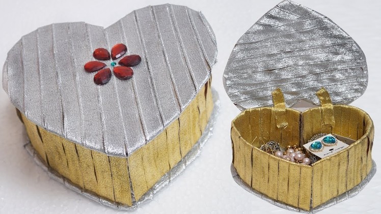 DIY Jewelry Box - Organizer From Recycled Cardboard Box - DIY Cardboard Jewelry Box - #diycrafts