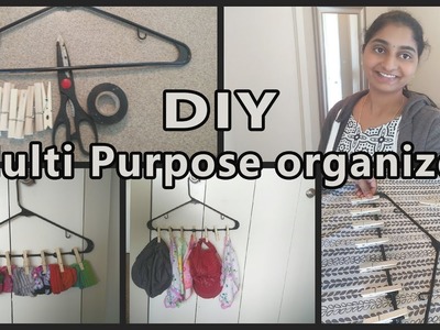 DIY Multi Purpose Organizer  In Telugu | How To Make Socks Organizer | Wardrobe Hanger Organizer