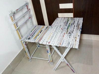 DIY newspaper crafts idea ll chair and table ll best out of Waste ll kids craft