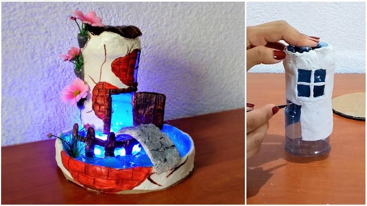 DIY solar Fairy house with pool using plastic bottle