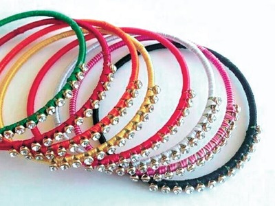 (Diy) wedding silk thread Bangles || How to make thread kundan bangles #DIY