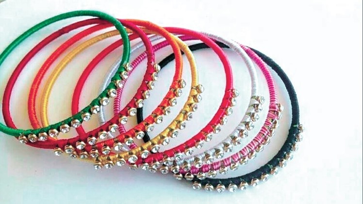 (Diy) wedding silk thread Bangles || How to make thread kundan bangles #DIY