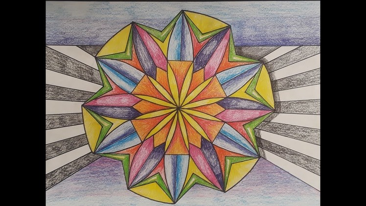 How to use a compass to draw a radial symmetrical design.