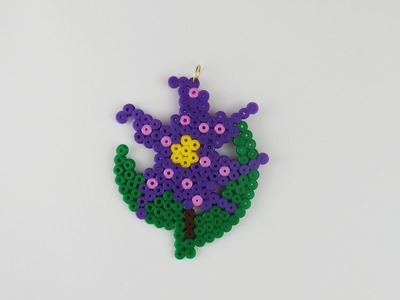 Perler beads purple flower DIY gift tag Bügelperlen lila Blume