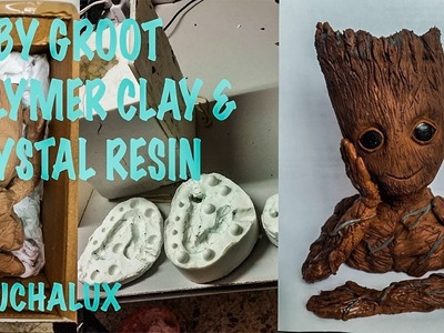BABY GROOT FLOWER POT POLYMER CLAY & CRYSTAL RESIN