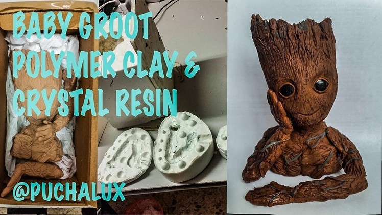BABY GROOT FLOWER POT POLYMER CLAY & CRYSTAL RESIN