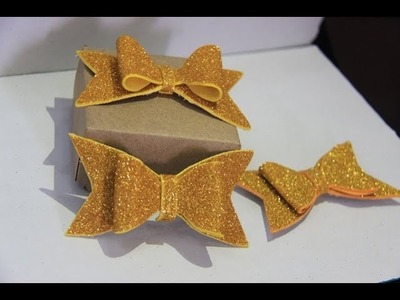 Diy bow from glitter paper - easy gift ideas
