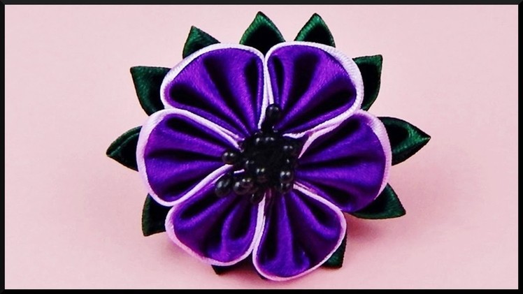 DIY Kanzashi | Ribbon Flower Barrette | Easy Hair Accessories | Stoffband Blumen Haarspange