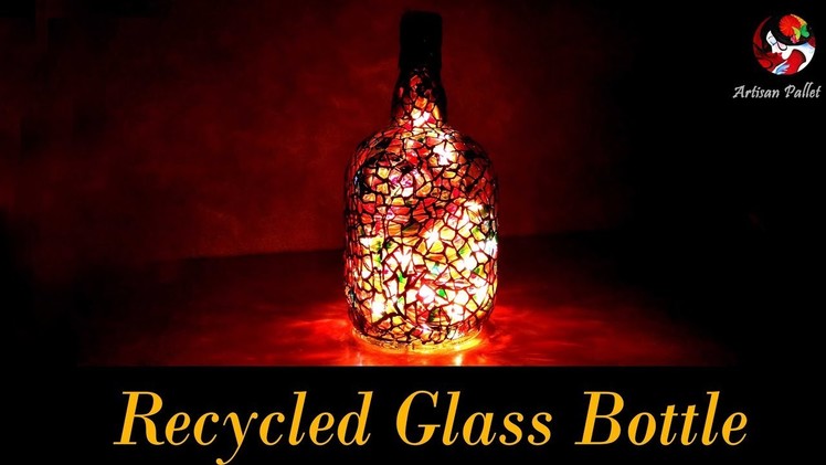 DIY Lamp Shade from waste Glass Bottle for Room Decoration | Home decor Night Lamp