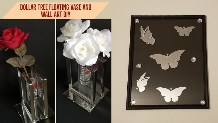 Dollar tree Floating glass vase and girls bedroom wall art decor DIY home decor