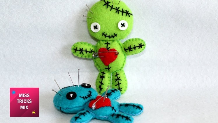 Felt Voodoo Doll plush - DIY: how to make felt voodoo doll. Halloween Crafts - Felt Crafts.