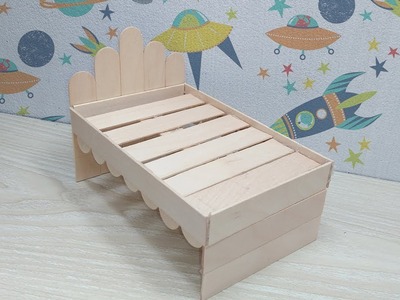 How to Make Wooden Doll Bed Using Popsicle Stick | DIY Ice Cream Stick Bed
